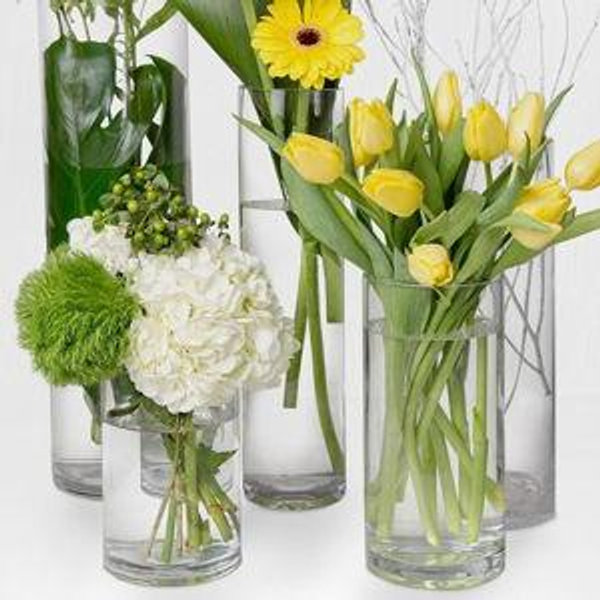 Royal Imports Flower Glass Vase Decorative Centerpiece for Home or Wedding - Cylinder Shape, 12" Tall, 6" Opening, Clear