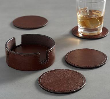 Saddle Leather Drink Coaster, Set of 6