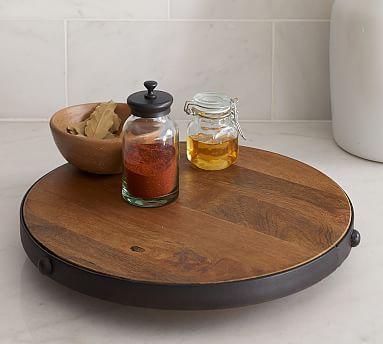 Vintage Blacksmith Metal & Wood Lazy Susan