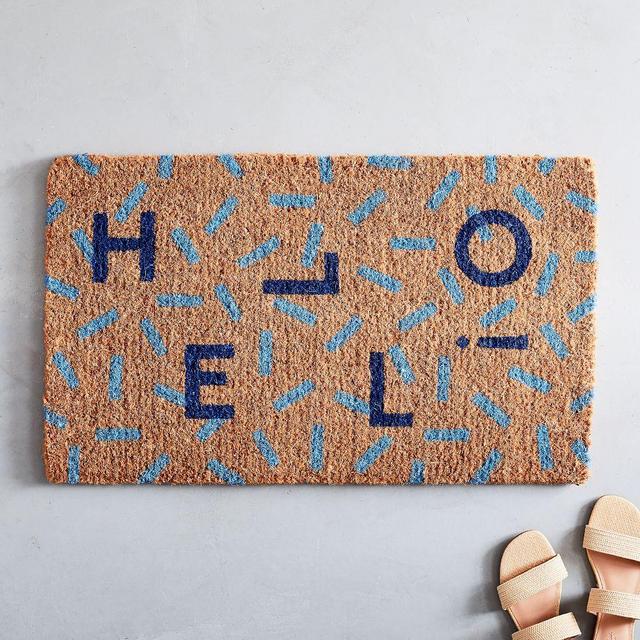 Hello Doormat, Blue, 18"x30"