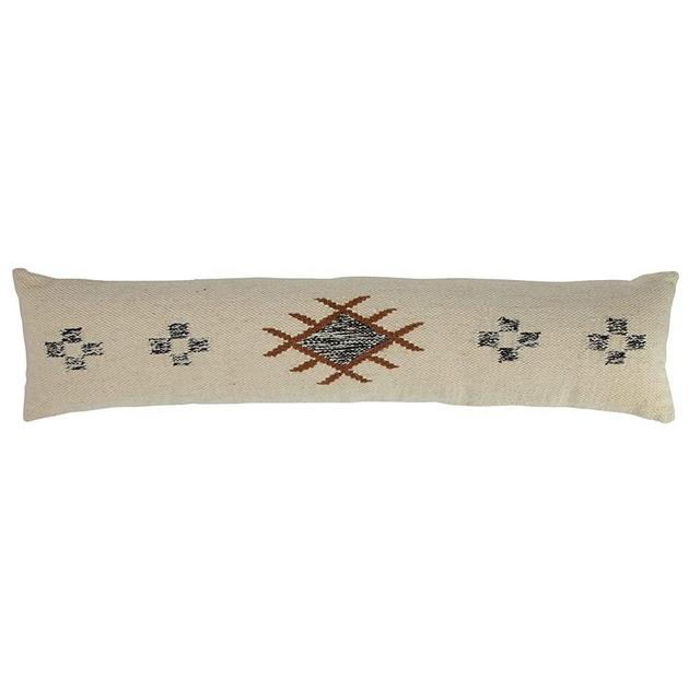 Creative Co-Op Wool Blend Geometric Design, Multicolor Oversized Lumbar Pillow, Ivory