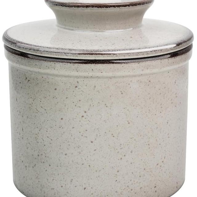 KilnGPT - French Butter Dish, Butter Crock for Counter with Water Line, Ceramic Butter Keeper for Spreadable Butter - Chrismas Gift Home Kitchen Decor - Reactive Glaze Collection - Grey