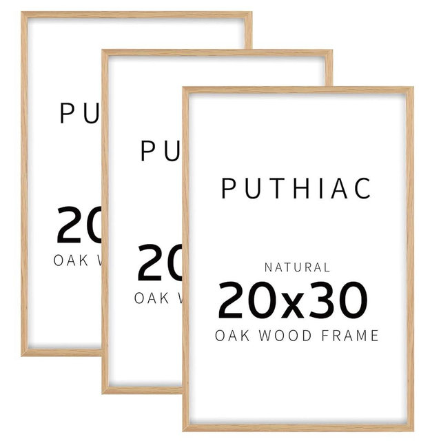 Puthiac Oak Wood Picture Frames - 20x30 Inch Poster Frames (3 Pack, Beige) for Wall