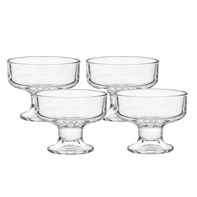 DNIENKGE 4 Pack Glass Ice Cream Cups,Glass Dessert Bowls,7oz Mixed Drinks Cups for Drinks,Dessert,Nuts,Fruit, Pudding,Snack,Cocktail Party (4)