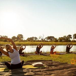 Yoga session while on safari