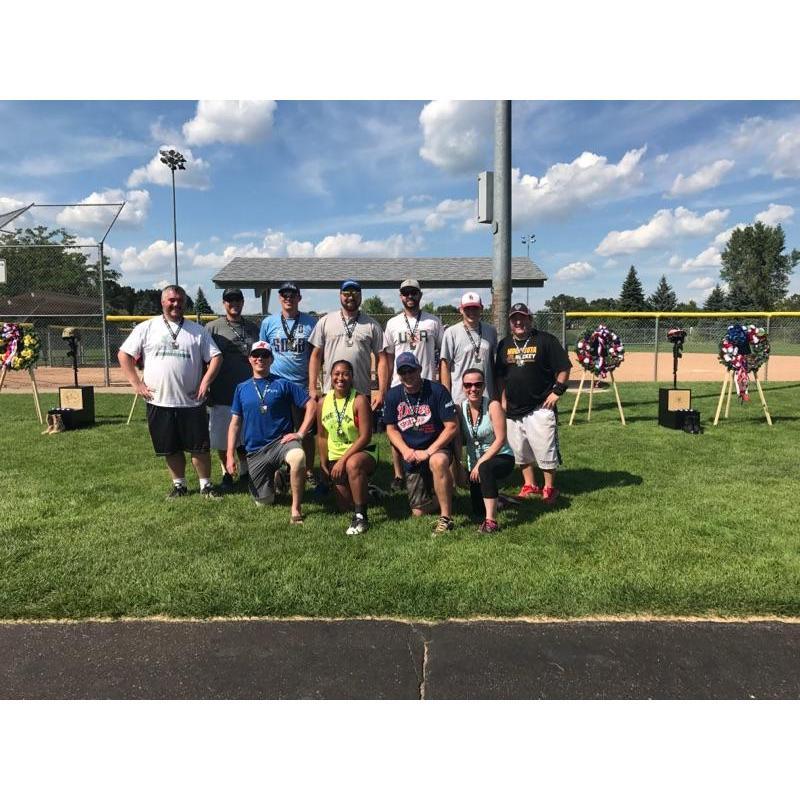 The Heroes Tourney 2017. We took 1st place after a long day of playing in the sun. Steve Minell is in the black on the far right and he is a groomsman.