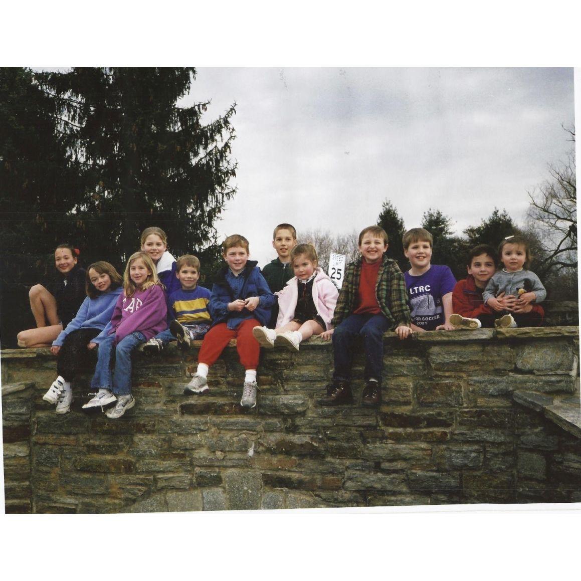 The infamous "bridge pic". The drawing on our invitations is inspired by this picture - drawn by Brady's Dad, Rich!