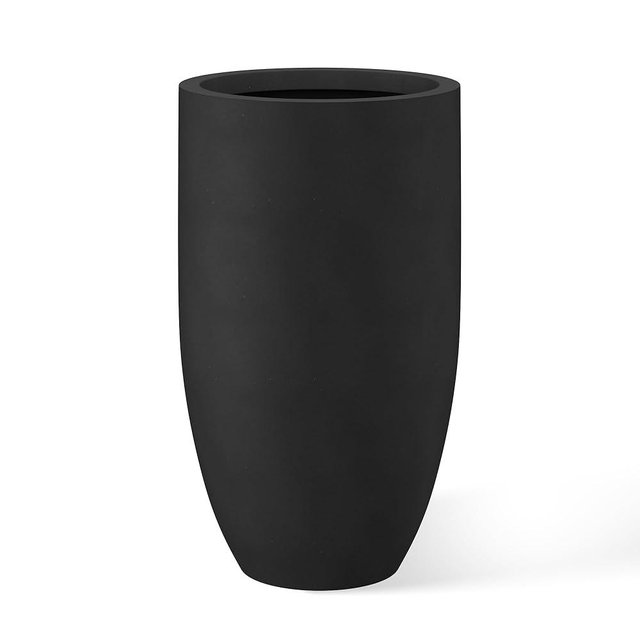Kante 24 Inch Tall Round Concrete Planter, Large Indoor Outdoor Plant Pots with Drainage Hole and Rubber Plug, Modern Decorative Garden Pots for Home Patio Porch, Black