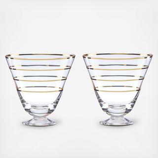 Melrose Avenue Stripe Cocktail Glass, Set of 2