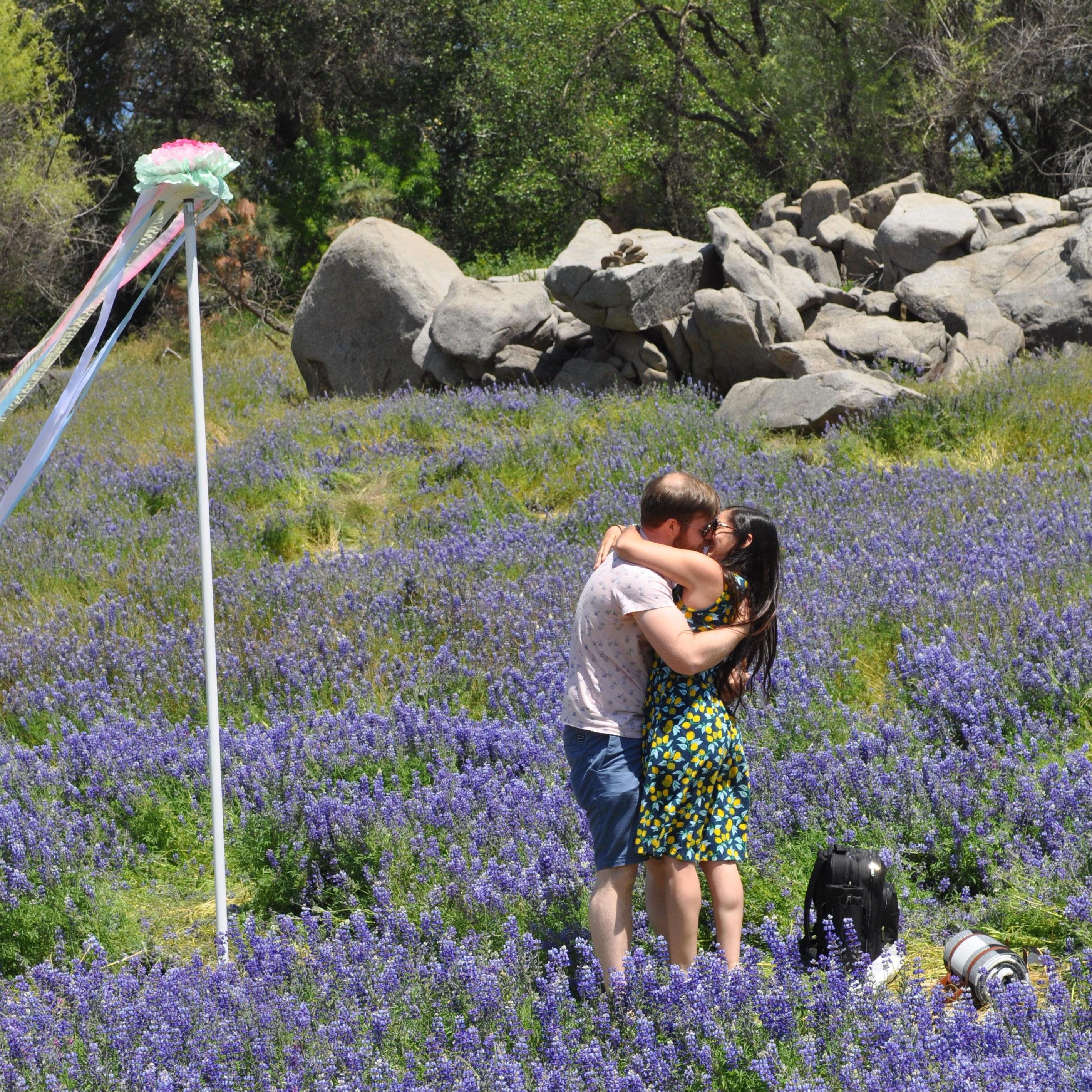 Michael proposing, Folsom Lake, May 1st, 2021