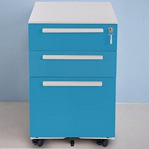Merax 3 Drawer Mobile Metal Solid Storage File Cabinet with Keys, Blue