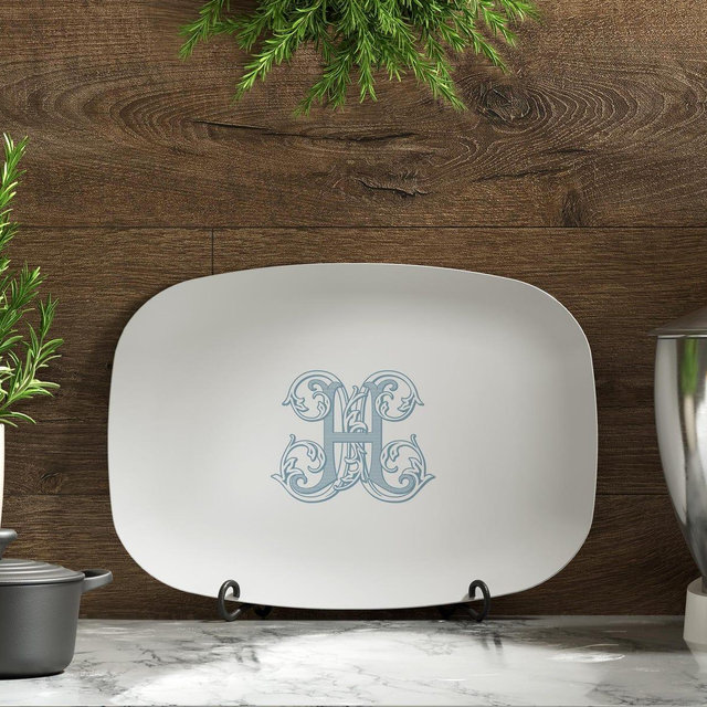 French Blue Monogrammed Serving Platter | Personalized Wedding Gift