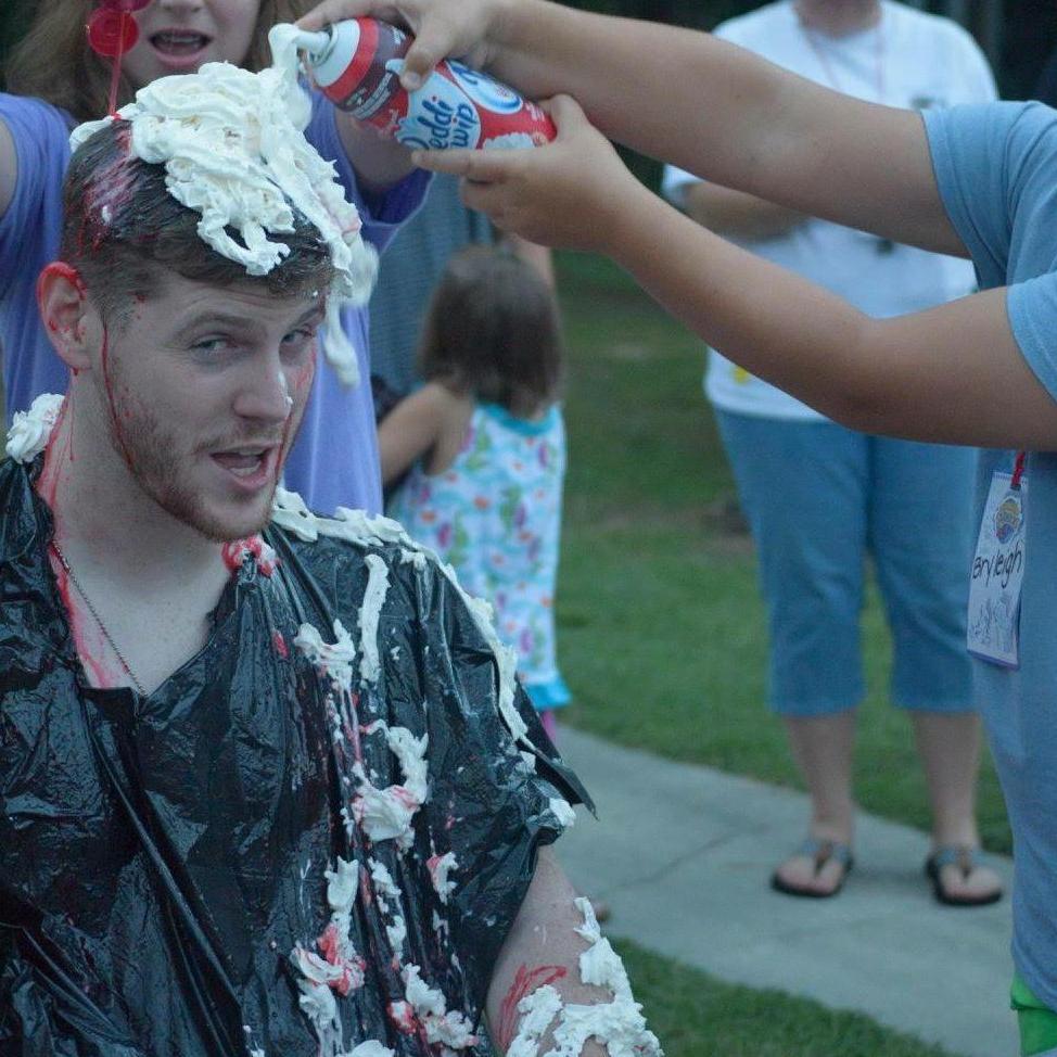 VBS Year 2 @ EGBC (I love what he is willing to do to help kids learn and spread the Gospel. On a side note, how does one manage to make a trash-bag outfit and a Reddi-Whip toupee look so good? -Emmy)