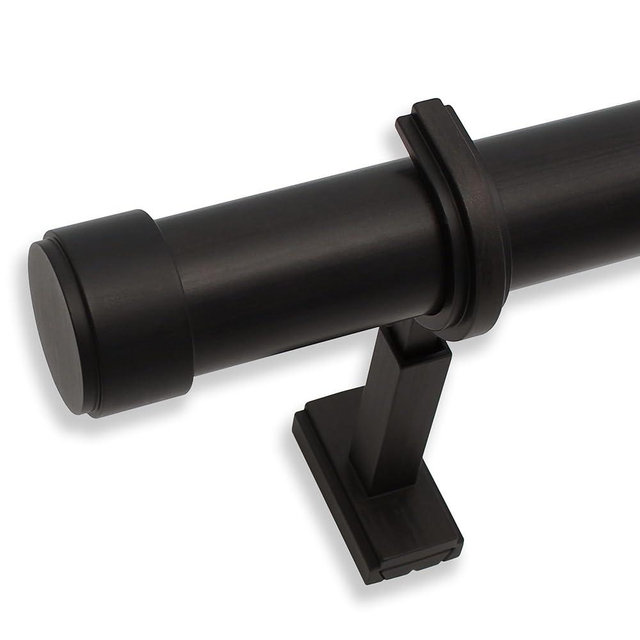 BlastHome® Non-Adjustable Luxury Curtain Rods for Windows, 1 ¼” Rod Set, 11 foot Fixed Length (Three Rods Connect for a Seamless Look), Brushed Dark Brown