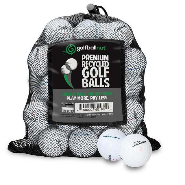 GolfBall Nut - Recycled Golf Balls for Titleist Mix- Premium Performance Used Golf Balls Bulk 3A Good Condition – Includes Mesh Bag – (24-48)-Pack, White