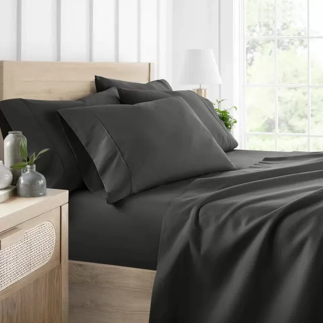 Solid 6 Piece Sheet Set - Ultra Soft - Becky Cameron , Gray, Full