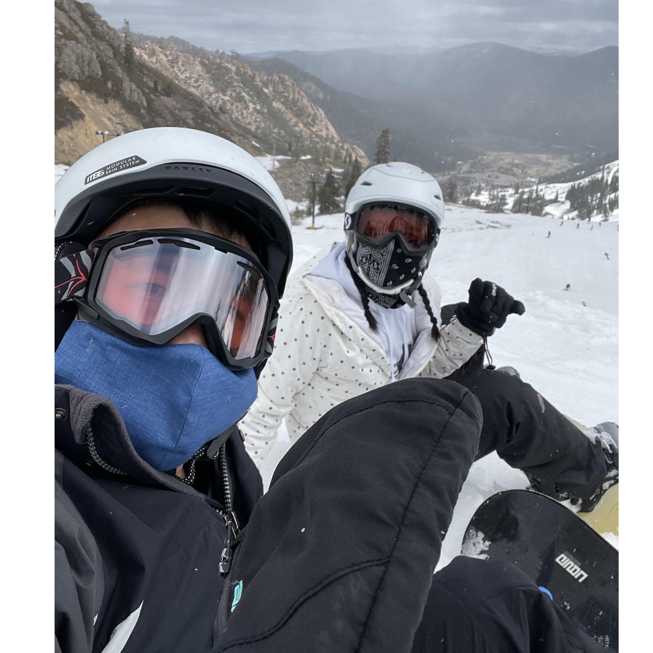 Snowboarding in Tahoe.