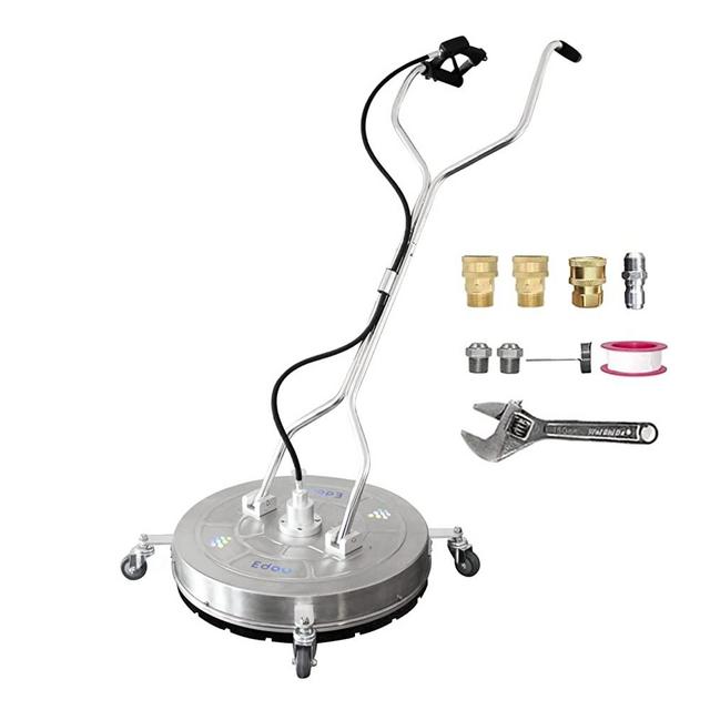 EDOU 24-Inch Pressure Washer Surface Cleaner - Dual Handle Circular Power Washer Accessory and Parts - Floor Attachment with Wheels for Cleaning Driveways, Sidewalks, Patios - 4500 PSI Max Pressure