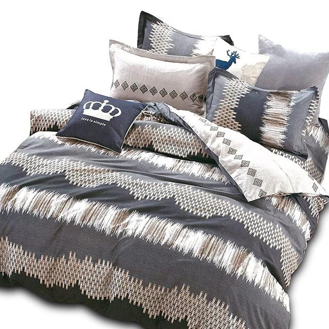 Essina Full/Queen Duvet Cover Set 3pc Rosetta Collection, Cotton 620 Thread Count, Reversible Duvet Cover, Pillow Sham, Amore