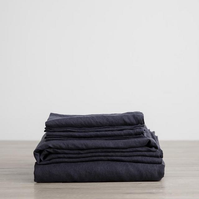 Linen Sheet Set With Pillowcases - Navy