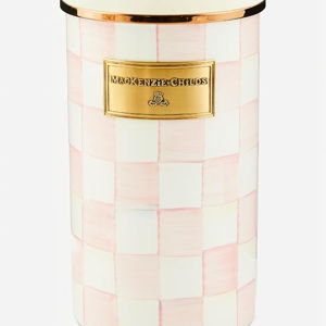 MACKENZIE-CHILDS Enamel Utensil Holder, Pink-and-White Rosy Check