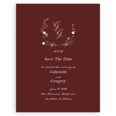 Maroon, Red Wedding Digital Save the Date - Margot Portrait
