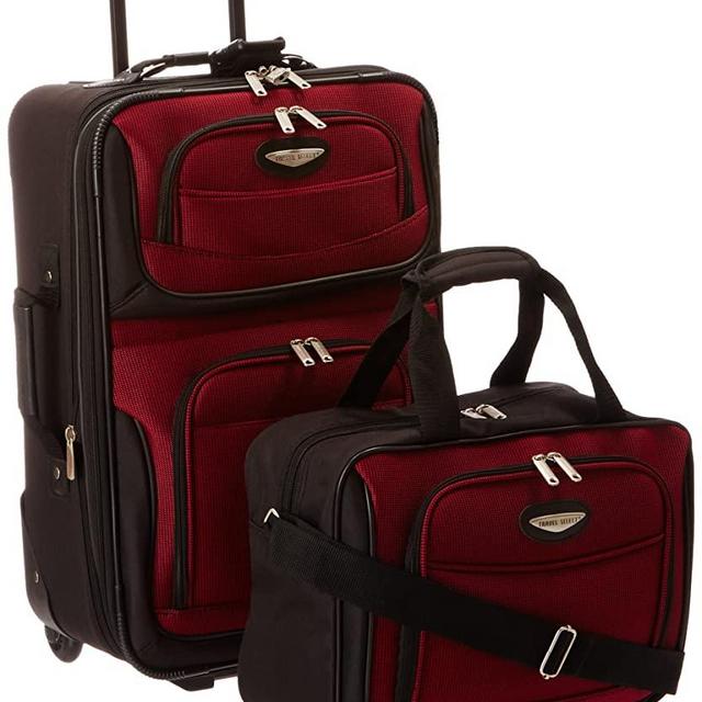 Travel Select Amsterdam Expandable Rolling Upright Luggage, Burgundy, 2-Piece Set