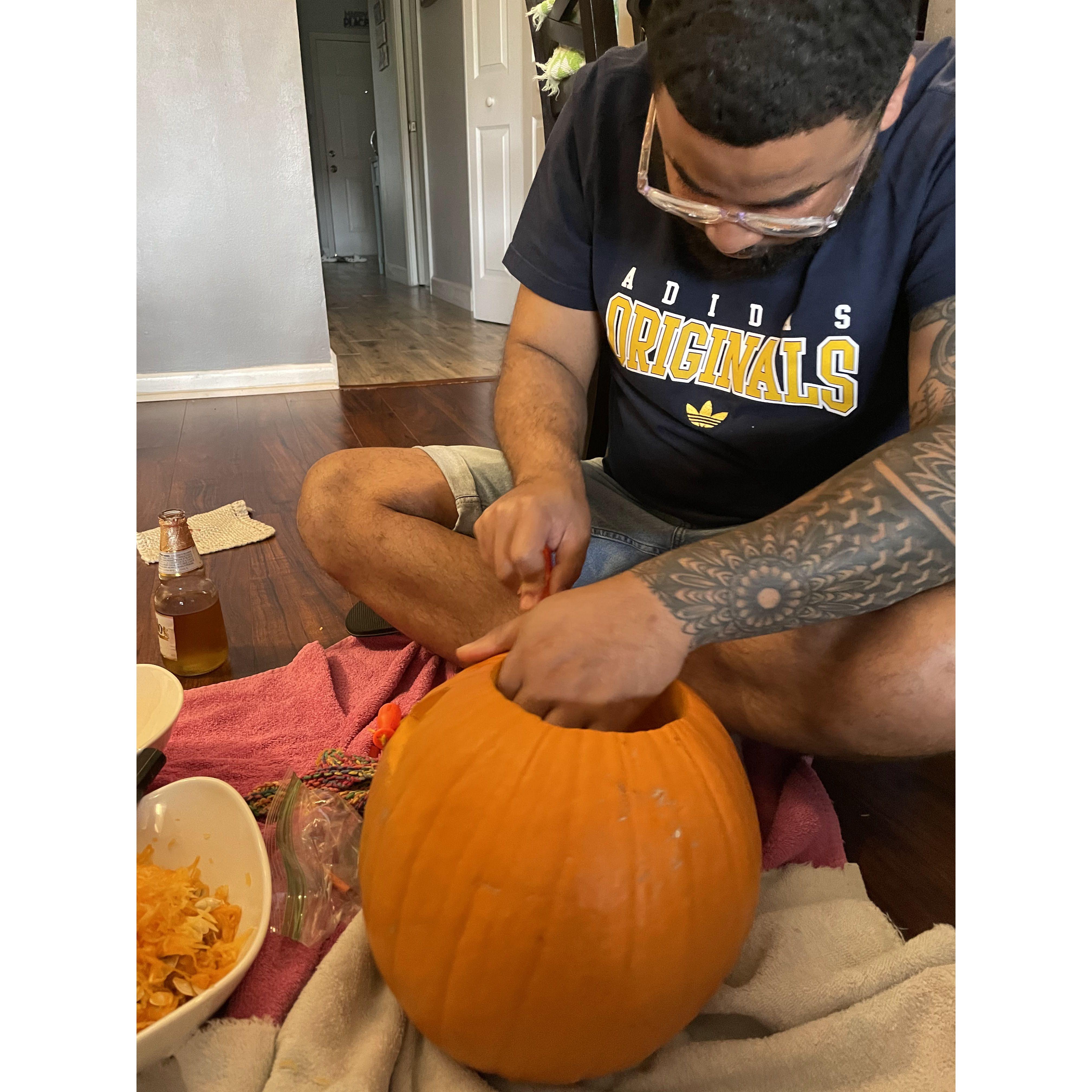 Carving pumpkins