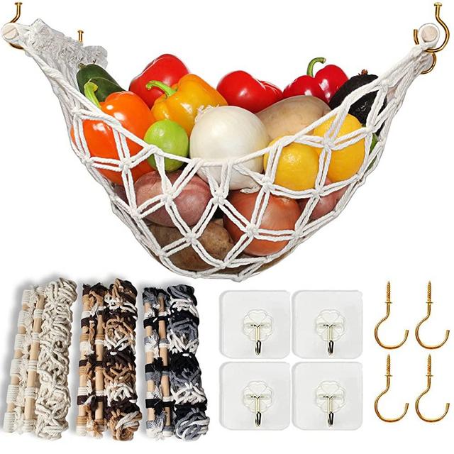Fruit Hammock - aka Produce Hammock - Onion Storage - Potato Storage - Bread Storage - Fruit Storage - Fruit Hammock For Kitchen Under Cabinet That Declutters Your Kitchen, Apartment