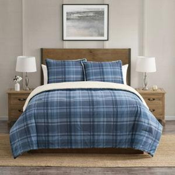 Blue Plaid Comforter Set