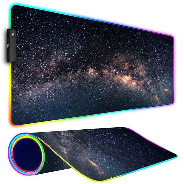Armanza RGB Gaming Mouse Pad, Large Mousepad with Led Light, Keyboard Pad Gaming Accessories for Desk, Non-Slip Rubber Base Big Mouse Mat for Gamer, 31.5 X 11.8 Inch, Galaxy