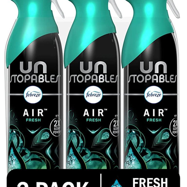 Febreze Unstopables Air Freshener Spray, Fresh Scent, Odor Eliminator for Strong Odor, 8.8 Oz (Pack of 3)