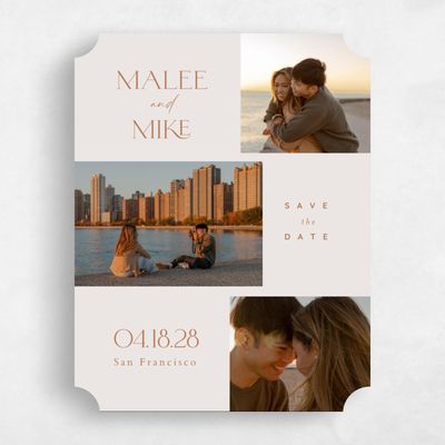 Beige Ticket Wedding Save the Date - Buenos Multiphoto