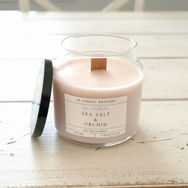 Crackling Wood Wick - Large Glass Jar All Natural Hand Poured Soy Candle