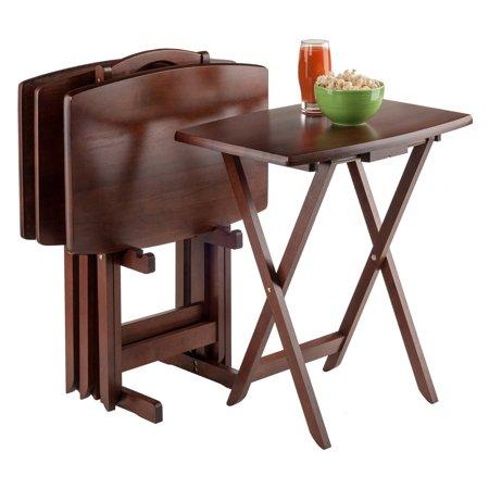 Winsome Wood Darryl 5-Piece Oversize Snack Table Set, Walnut Finish