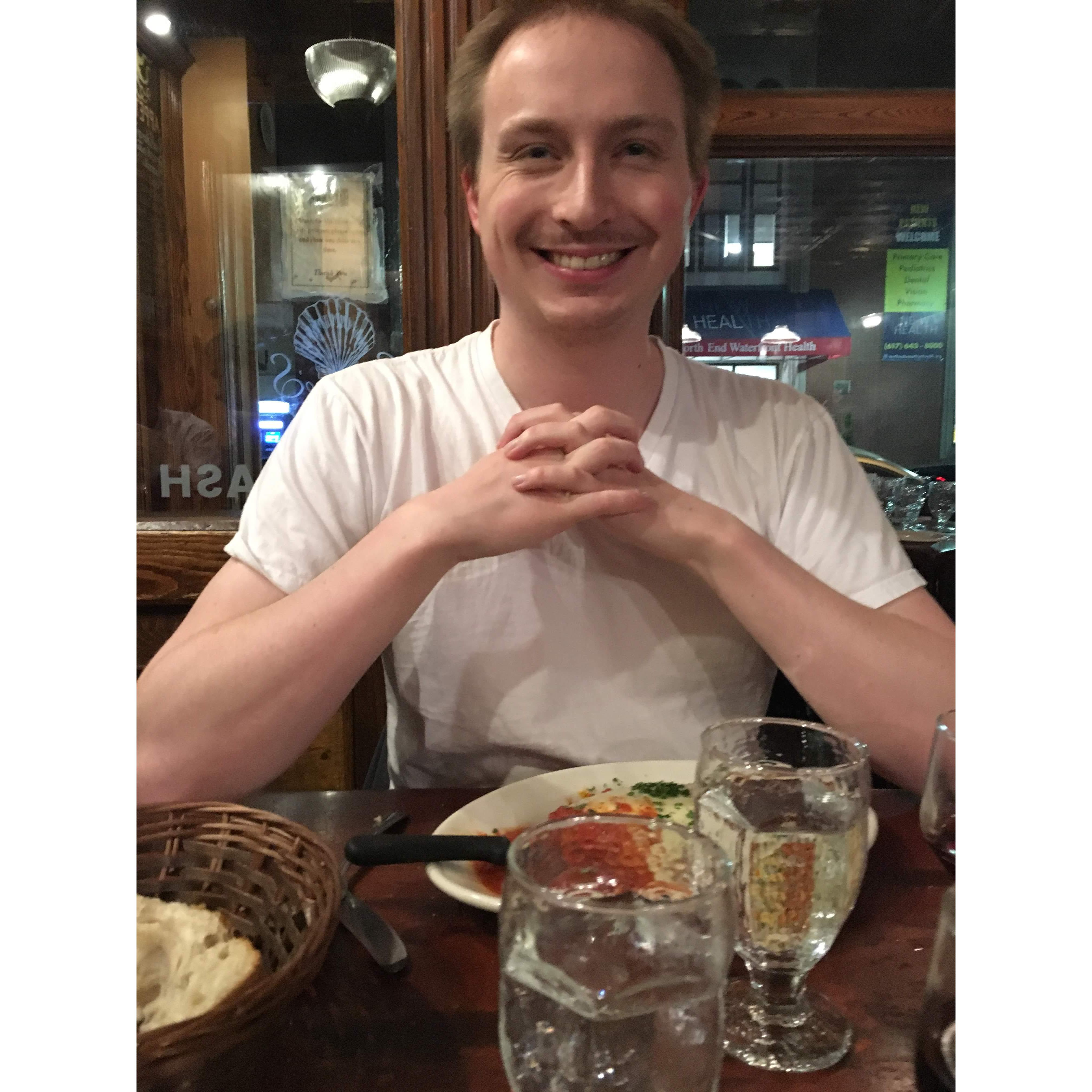 Madison moved to Boston in September 2018. In December she was diagnosed with Stage 2A Hodgkin's lymphoma. Quinn flew to Boston right away. We ate at Giacomo's for our "last supper" before chemo.