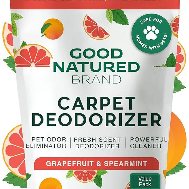 Good Natured Brand | Carpet Deodorizer & Freshener Powder | 31 oz Pet Odor Eliminator for Strong Odor & Pet Urine | Fresh Natural Grapefruit & Spearmint Scent | Safe for Homes with Pets