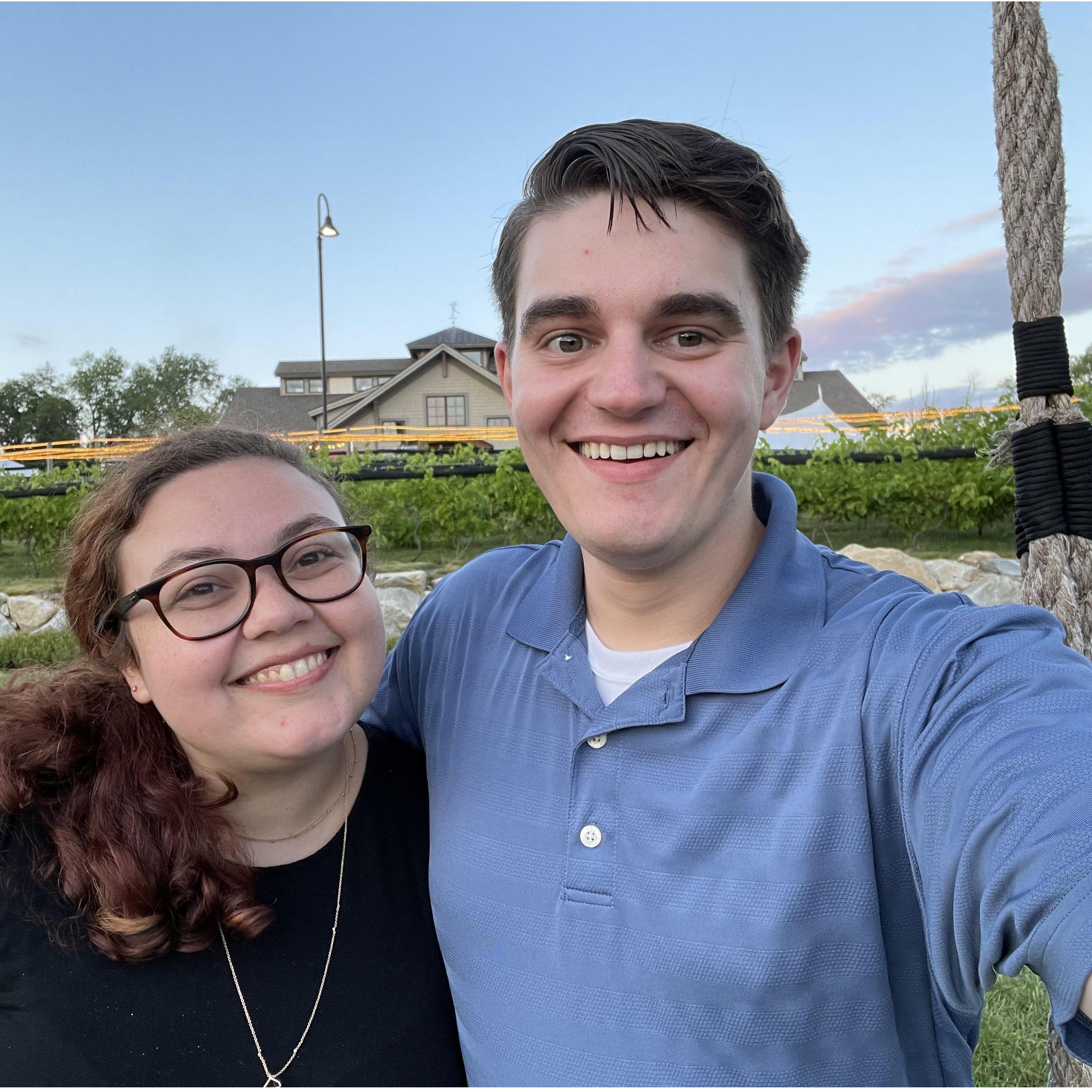 Here we are at Quinn's 26th birthday, taken at a swing outside of Labelle Winery.