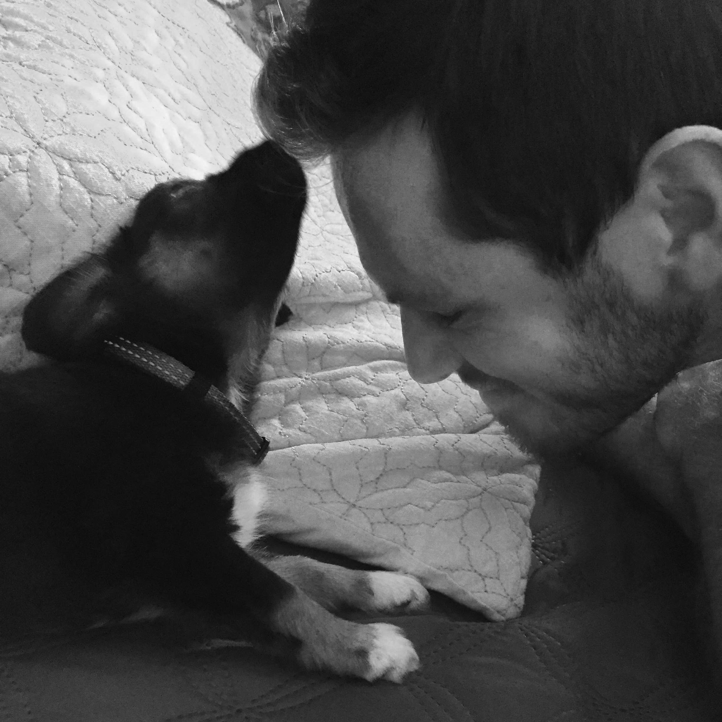 Roland's favorite picture of baby Sadie.. because she's admiring his haircut.....