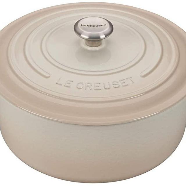 Le Creuset LS2501-30716SS Signature Round Dutch Oven, 9 QT, Meringue