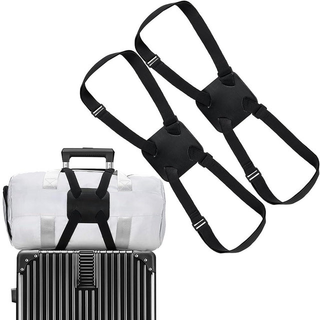 Chelmon 2 Pack Luggage Straps, Ajustable Elastic Bungee Belt for Suitcases, Add Extra Bag Easy and Securely for Travel