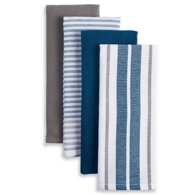 4pk 16&#34;X28&#34; Bistro Kitchen Towels Gray/Navy/White - Town &#38; Country Living