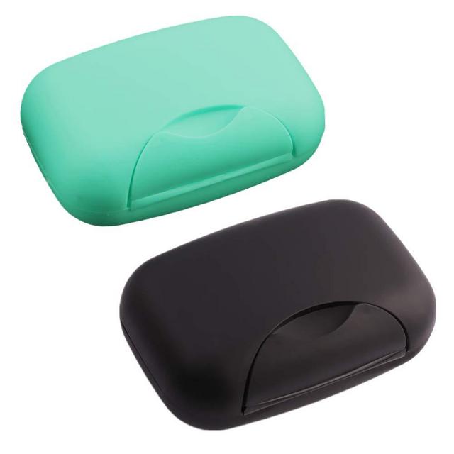 Inovat 2 Pcs Plastic Soap Case Holder Container Box Home Outdoor Hiking Camping Travel Blue & Black