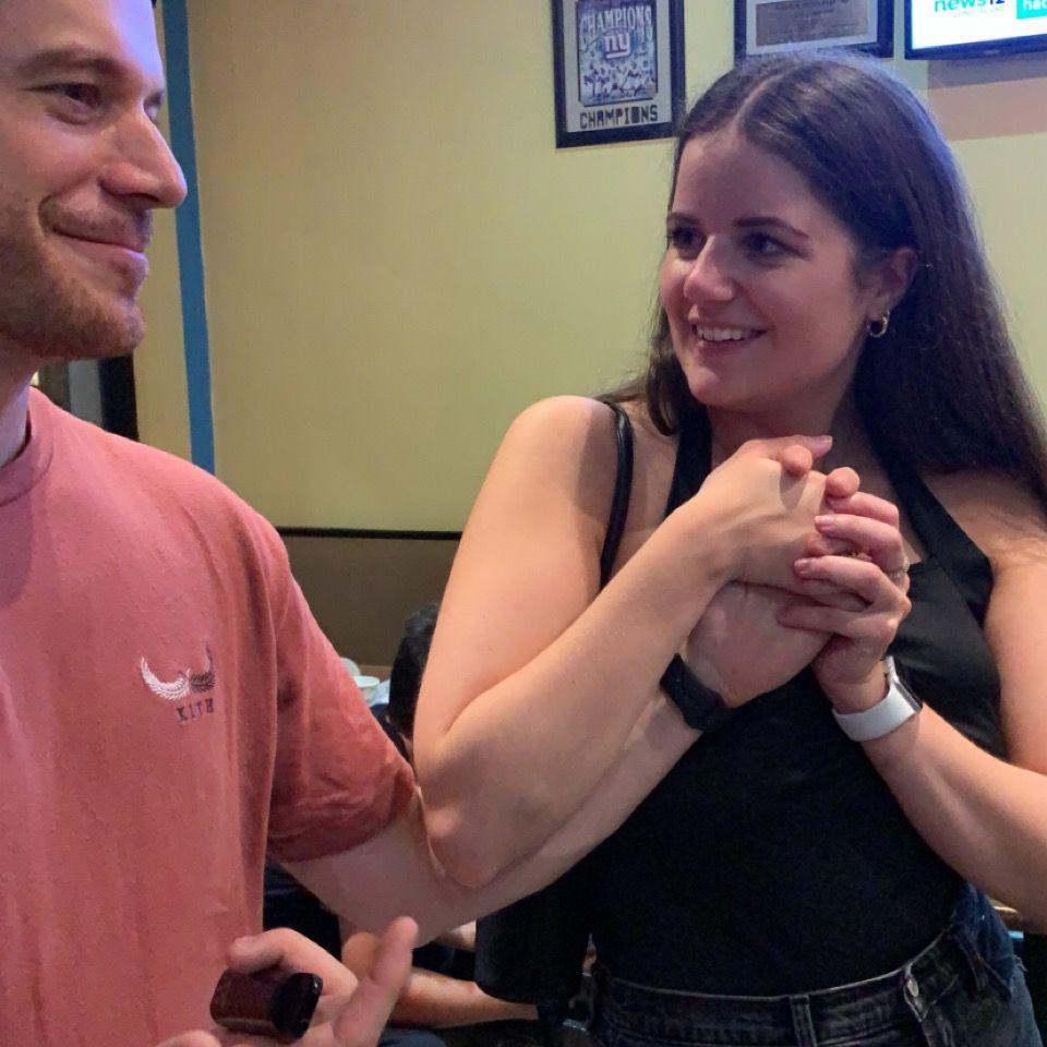 Our first photo together, taken in West End Pizza, August 2021.