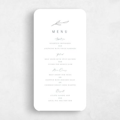 White Rounded Wedding Menu - Avila