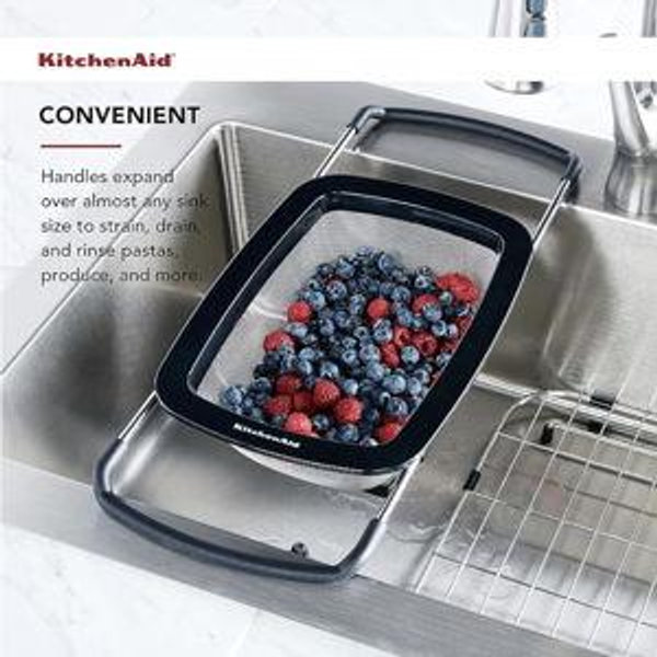 KitchenAid Expandable Stainless Steel Colander, Black