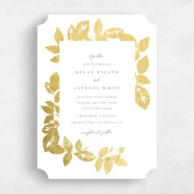 White Ticket Wedding Invitation - Jasmine Portrait Foil