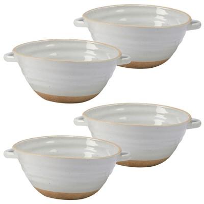 Certified International Artisan Ceramic Soup Bowls 28oz White/Brown - Set of 4