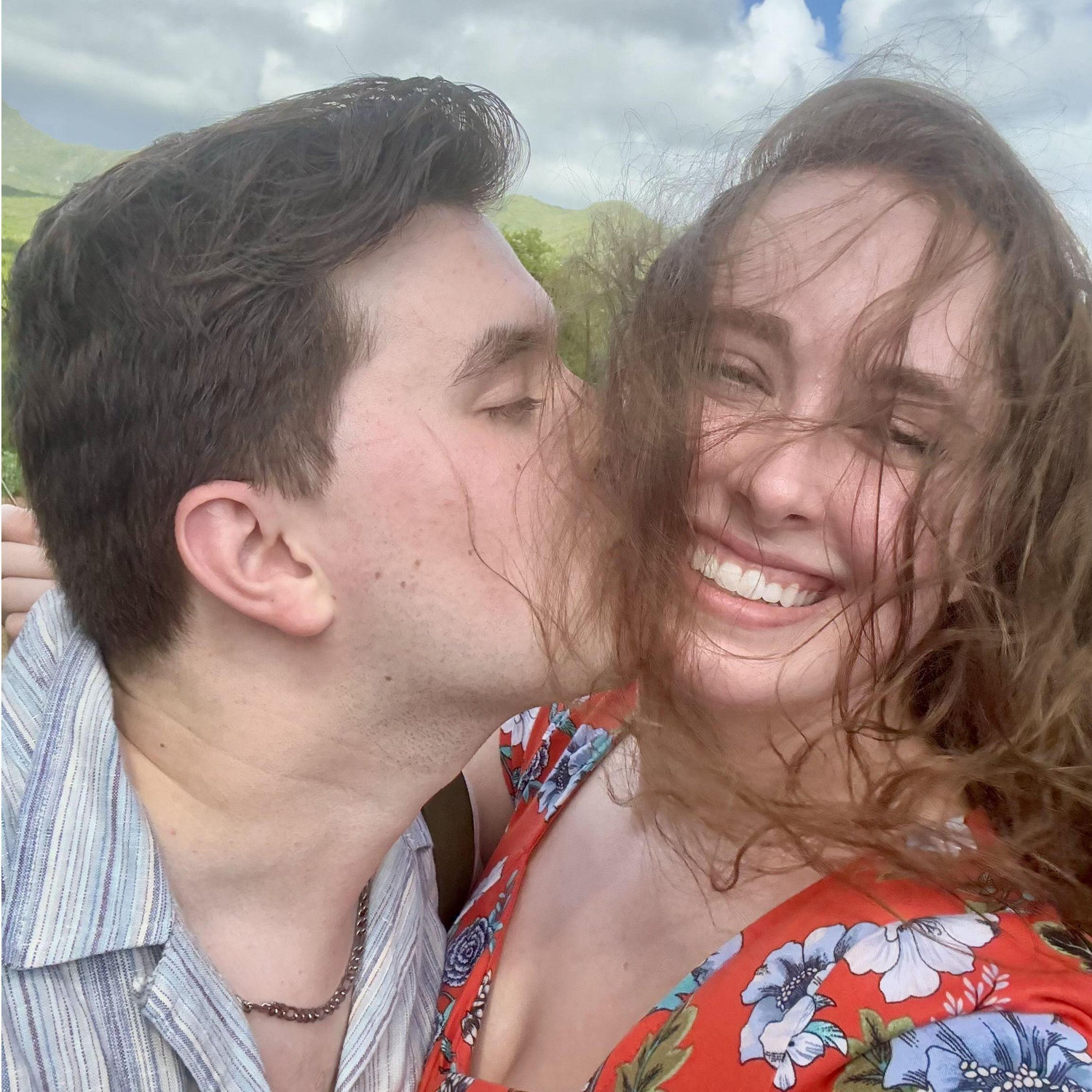 A kiss on the cheek at the top of the Stairway to Heaven in Curacao