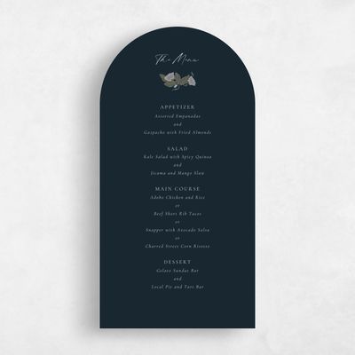 Blue Arch Wedding Menu - Bennett